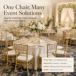 Chaises Napoléon de luxe dorées en métal pour mariages et événements, chaises de banquet en bambou pour réceptions et fêtes - Product Image 4