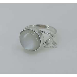 Handmade Dainty Boho <b>Statement</b> <b>Ring</b> Round Moonstone Cut Sterling Silver for Birthday Anniversary Wedding or Christmas Gift - Product Image 2