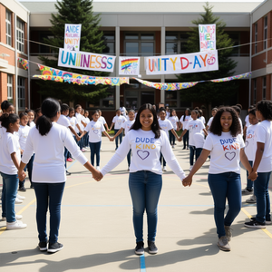 T-shirt à manches longues orange Dude Be Kind, anti-bullying, pour la Journée de la gentillesse et de l'unité, promotionnel - Product Image 3