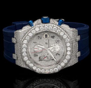 Reloj de Lujo para Hombre con Diamantes Moissanite, Caja de Acero Inoxidable y Correa de Caucho, Joyería de Alta Calidad, Colores Personalizables - Product Image 4