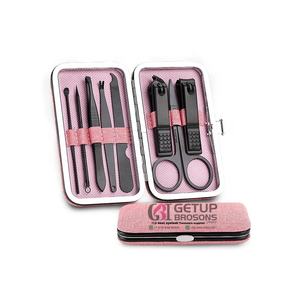 Kit profesional de manicura con diseño de recubrimiento en polvo negro, herramientas de acero inoxidable, color y logotipo personalizado - Product Image 4