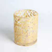 Pot de bougie en verre soufflé à la main de luxe personnalisé jaune tache de léopard 10oz 8oz verre clair vide avec couvercle pour la fabrication de bougies parfumées