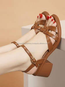 Taili Factory Supply Sandalias de tacón alto Sexy Peep Toe Sandalias Gradiente 10cm Sandalias de tacón de bloque para mujeres y damas - Product Image 4