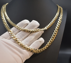 Cadena de Eslabón Cubano de Oro Original de 14k Estilo Miami con Cierre de Caja Collar de 8mm y 10mm Oro Real de 14kt Royal Miami - Product Image 5