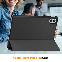 Étui pour Xiaomi Redmi Pad 2 Pro 12,1 pouces, coque rigide de protection intelligente en cuir PU, support pliable à trois volets, housse de tablette