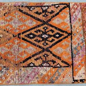 พรมตุรกีขนาด 1.8x2.3 ฟุต พรมวินเทจ พรมลายจุดสีส้มทำจากขนสัตว์ - Product Image 3