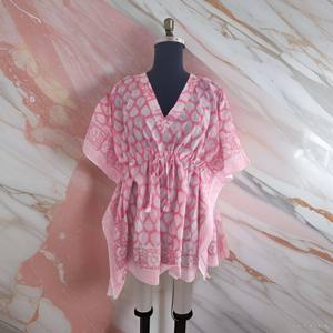 Bloc imprimé sans manches Maxi coton indien Maxi robes pour femmes KFCS179 coton été Maxi robe 100% organique porter concepteur - Product Image 2