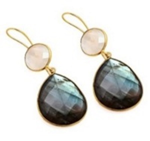 Boucles d'oreilles en Quartz péridot et topaze fumée en argent Sterling 925 et forme ronde - Product Image 1