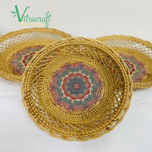 Plaque stylisée en bambou et rotin avec fond en bois. Plaque de rotin faite à la main. Comme décoration de table, cadeau de pendaison de crémaillère. Cadeau significatif Cadeau unique - Product Image 4