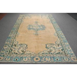 พรมขนาด 6.2x9.8 ฟุต, พรมตุรกีโบราณ, พรมขนสัตว์สีน้ำเงิน - Product Image 1