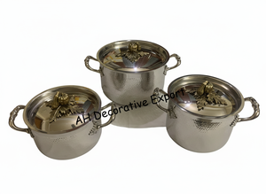 Olla de Acero Inoxidable Martillado con Tapa Decorativa de Calabaza, Acabado Plateado de Lujo - Product Image 3