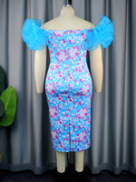 Robe de mariée mi-longue à imprimé Floral, manches pétales, grande taille, robes pour femmes