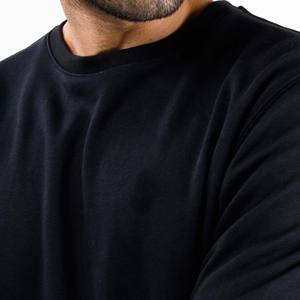 Wholesale 100% Cotton Men's Casual Long Sleeve Pullover Hoodies Private Label Breathable Crewneck <b>Sweatshirt</b> <b>Embroidery</b> Solid - Product Image 2