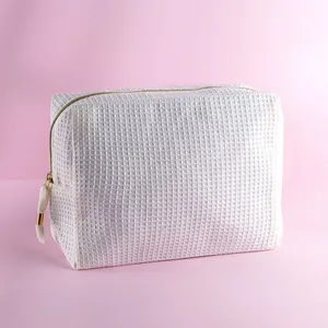 Borsa da Toilette Personalizzata Tarzo in Cotone Waffle per Accessori Elettronici - Product Image 2