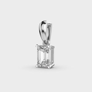 IGI Certified Emerald Cut Lab Grown Diamond Solitaire Pendant in Solid 925 Sterling <b>Silver</b> Classic Luxury Pendant for Women - Product Image 3
