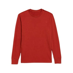 T-shirt à manches longues marron de qualité supérieure pour hommes en coton doux col rond coupe moderne vêtements de tous les jours haut à la mode pour hommes - Product Image 1