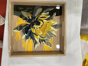 Plateau de sculpture de fleurs, laque de forme carrée, fabriqué au Vietnam, boîte en bois, laque - Product Image 5