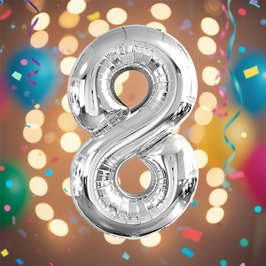 Globo de fiesta Party Love Número Plata N8 80cm Bolsa de 12 piezas - Product Image 3