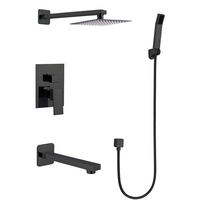 Système de douche 8 ou 12 pouces haute pression pour salle de bain Robinet de douche， ensemble de douche noir dissimulé