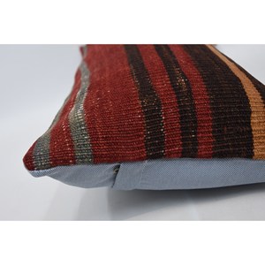 Brown Wool Kilim 18x18 Luxury <b>Bolster</b> <b>Pillow</b> 12x24 Inches Woven Vintage Floral Print Non-Slip Eco-Friendly Removable Washable - Product Image 5