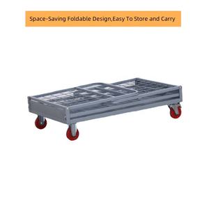 Troli pagar datar logam pagar pembatas Supermarket kereta gandeng keranjang lipat kereta truk Platform <span class=keywords><strong>Dolly</strong></span> tangan dengan kandang - Product Image 2