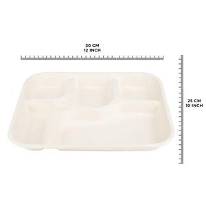 Contenedor de comida de bagazo de caña de azúcar desechable biodegradable, fiambrera para llevar de 5 compartimentos con tapa de un solo uso - Product Image 5