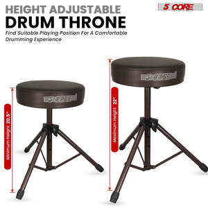 5 Core Drum Throne 3 Thick Padded Memory Foam Comfortable Drummer <b>Stool</b> 330Lb Capacity Adjustable - Product Image 4