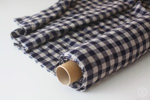 Azul marino gris lavado a la piedra 100% Lino orgánico tela de lino tejido a cuadros rayas para niñas vestidos Textiles para el hogar - Product Image 6