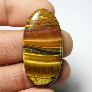 Étonnante pierre précieuse jaune œil de tigre Cabochons œil de tigre de qualité supérieure Pierres précieuses œil de tigre naturel par un grossiste indien à prix de gros - Product Image 1