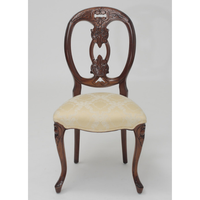 Chaise de salle à manger ergonomique traditionnelle avec dossier médaillon, revêtement en velours, bois d'acajou de haute qualité, couleur brun foncé, sculptée, pour hôtel