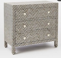 Console de bureau moderne en bois massif à quatre tiroirs, incrustation d'os faite à la main, qualité supérieure, écologique, artisanat indien naturel
