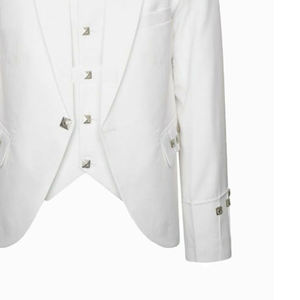 <b>Men's</b> Formal Prince Charlie <b>Waistcoat</b> <b>White</b> Wool Jacket With Custom Scottish Design Winter Top Sale Products - Product Image 5
