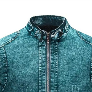 Veste denim bleue rembourrée pour hommes, design personnalisé OEM, avec boutonnage surdimensionné et vestes à manches longues - Product Image 3