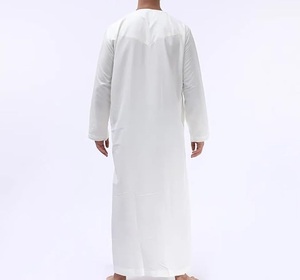 Traditionnel Marocain-Style Islamique Musulman Arabe Longue Robe Pour Hommes Blanc Cou Argent-Gris Broderie Trois Quarts Modeste Robe oem - Product Image 2