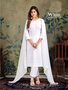 Kurti – pantalon de qualité supérieure en rayonne Pure, manches de travail, broderie de fil complet dupata, coton lourd - Product Image 6