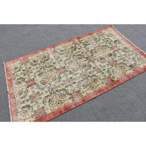 Alfombra turca clásica de estilo Kilim de área grande Beige rojo 3,6X6,4 pies de látex de lana abstracta 10mm alfombra de habitación de diseño de pasillo rectangular - Product Image 2