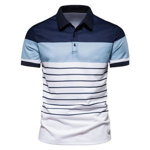 Polo informal de negocios para hombre, camiseta Polo de manga corta con estampado de rayas simples, ropa de calle a la moda, ropa de gran tamaño - Product Image 4