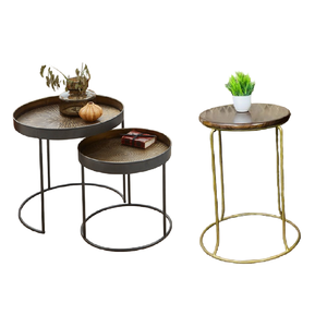 Mesa auxiliar de Metal redonda de alta calidad Acabado en negro Elegante mesa de centro moderna para el hogar Estilo antiguo Técnica de fundición superior brillante - Product Image 3