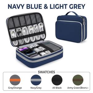 Sac de rangement numérique portable prêt à être expédié, organisateur de voyage double couche pour appareils électroniques, faible MOQ, logo personnalisé, pochette pour câbles - Product Image 6
