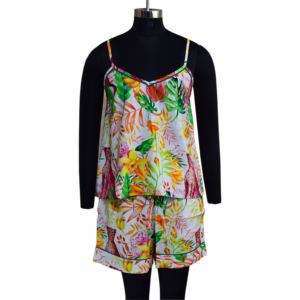 Wholesale ZEDAAR Women's Spring Summer Cotton Lounge Wear Set Blue Spaghetti Strap Camisole Shorts Breathable Super Soft Low MOQ - Product Image 1