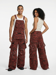 Pantalon cargo en denim camouflage unisexe, style tendance, coupe large, streetwear, décontracté, pantalon en denim ample - Product Image 4