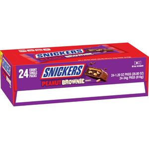SNICKERS Peanut Brownie Squares, Barra de Chocolate de Tamaño Completo, 1.2 oz (Paquete de 24) - Product Image 4