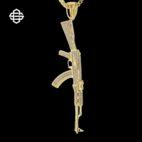 Pendentif AK-47 en argent 925 plaqué or 18 carats pour hommes et femmes, serti de moissanite, bijoux de mode hip-hop de haute qualité