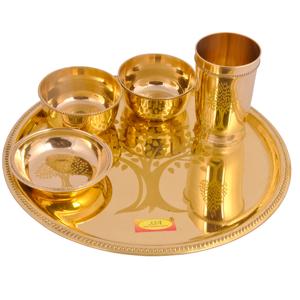 Service de table en laiton embossé, grand plateau en cuivre pour repas traditionnels, service de table authentique martelé - Product Image 6