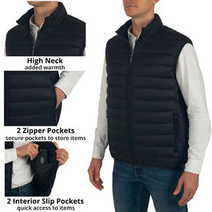 Veste sans manches matelassée d'hiver pour homme, nouvelle arrivée, logo personnalisé en gros, polyester confortable, col montant, fermeture éclair, gilets - Product Image 5