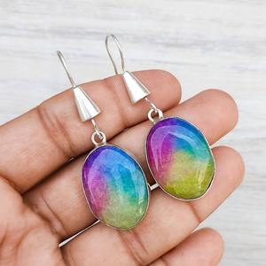 ต่างหูระย้าควอตซ์แสงอาทิตย์สีรุ้งต่างหูลวดคริสตัลทำด้วยมือของขวัญเครื่องประดับ Boho สำหรับผู้หญิง - Product Image 4