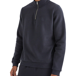 Survêtement d'hiver pour hommes de haute qualité à capuche uni avec logo noir en deux pièces en polyester et coton écologique respirant pour adultes - Product Image 5