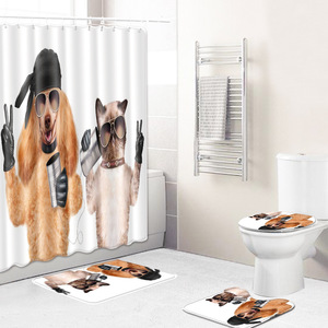 Ensemble de tapis de salle de bain personnalisés imprimés, résistants aux taches, pour salle de bain, rideau de douche antidérapant, tapis de bain - Product Image 2