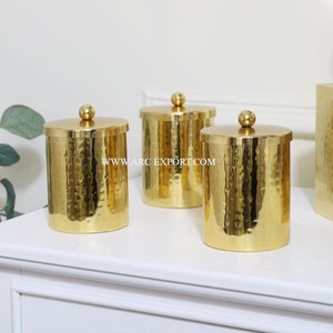 Stylish Decorative Copper Metal Lidded Tin Canisters Kitchen Storage <b>Jar</b> & Container Set Factory Direct Sale Set Of 3 Copper Pot - Product Image 6