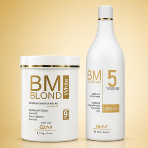 9 Ox <b>Cream</b> Creamy Oxidizing Emulsion 5V 900 ml + 7 BM Blond White <b>Bleaching</b> Powder 500 g - Product Image 1